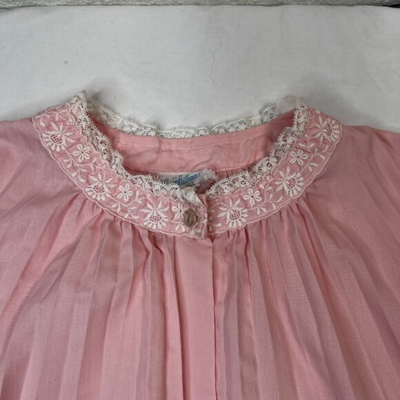 Vintage 60s Eve Stillman Nightgown Robe Embroidered Pleated Lace Pink Small - Picture 7 of 10